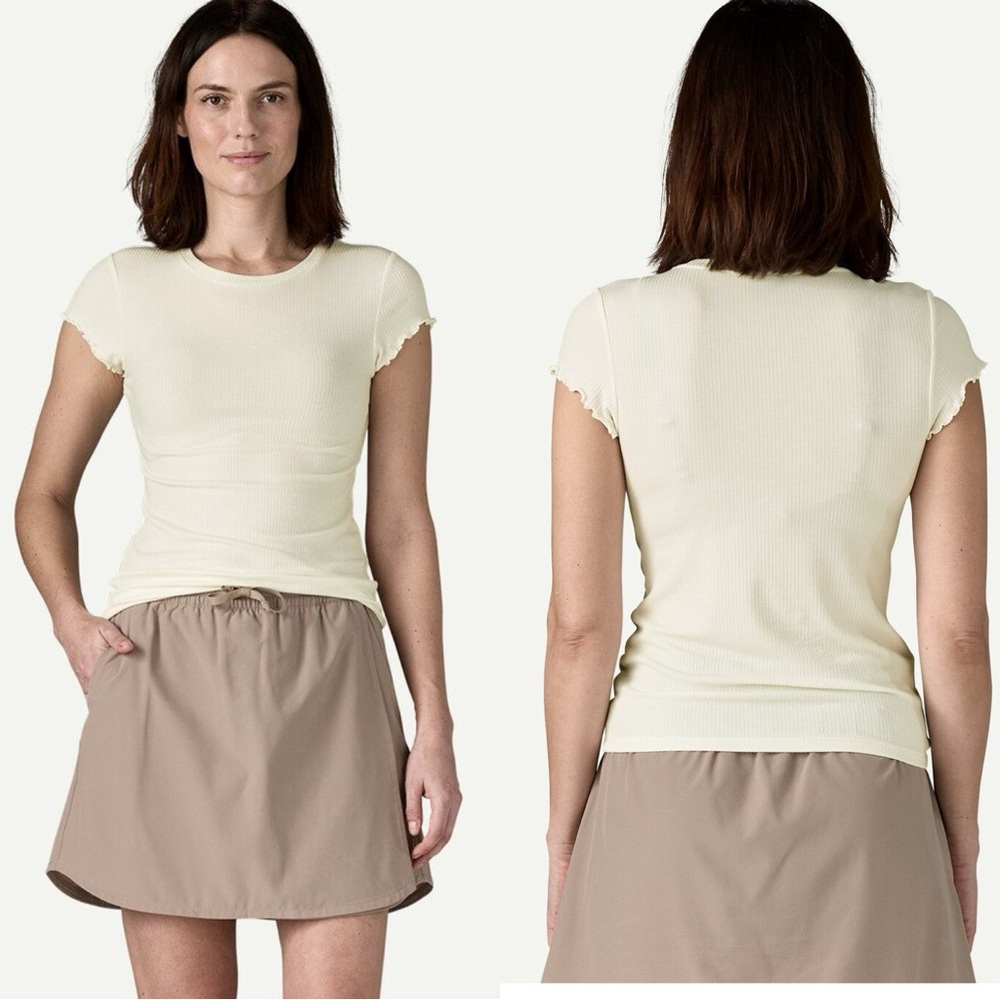PATAGONIA Lettuce Hem Birch Ribbed T-shirt Top